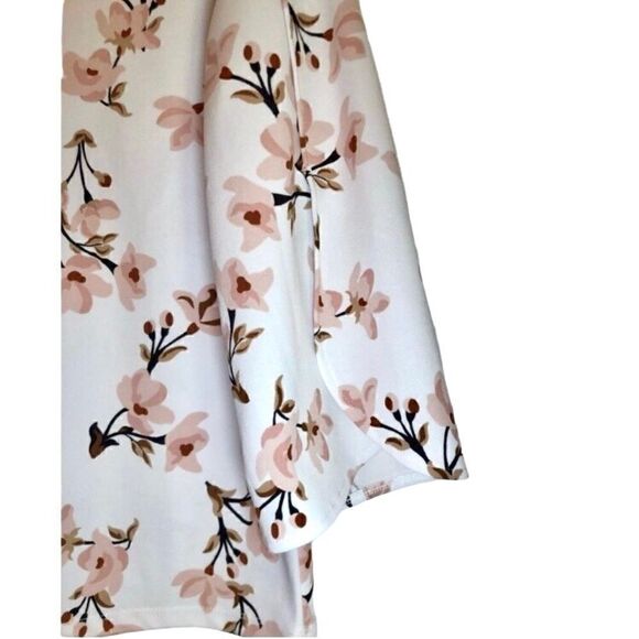 Ann Taylor Floral Top with 3/4 Length Tulip Sleeves in Cream/Brown Women’s PS - Picture 2 of 7